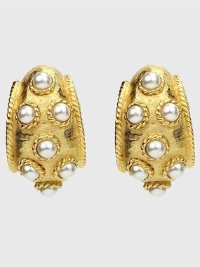 Thick Pearly Chunky Hoop Earrings; Lovely!